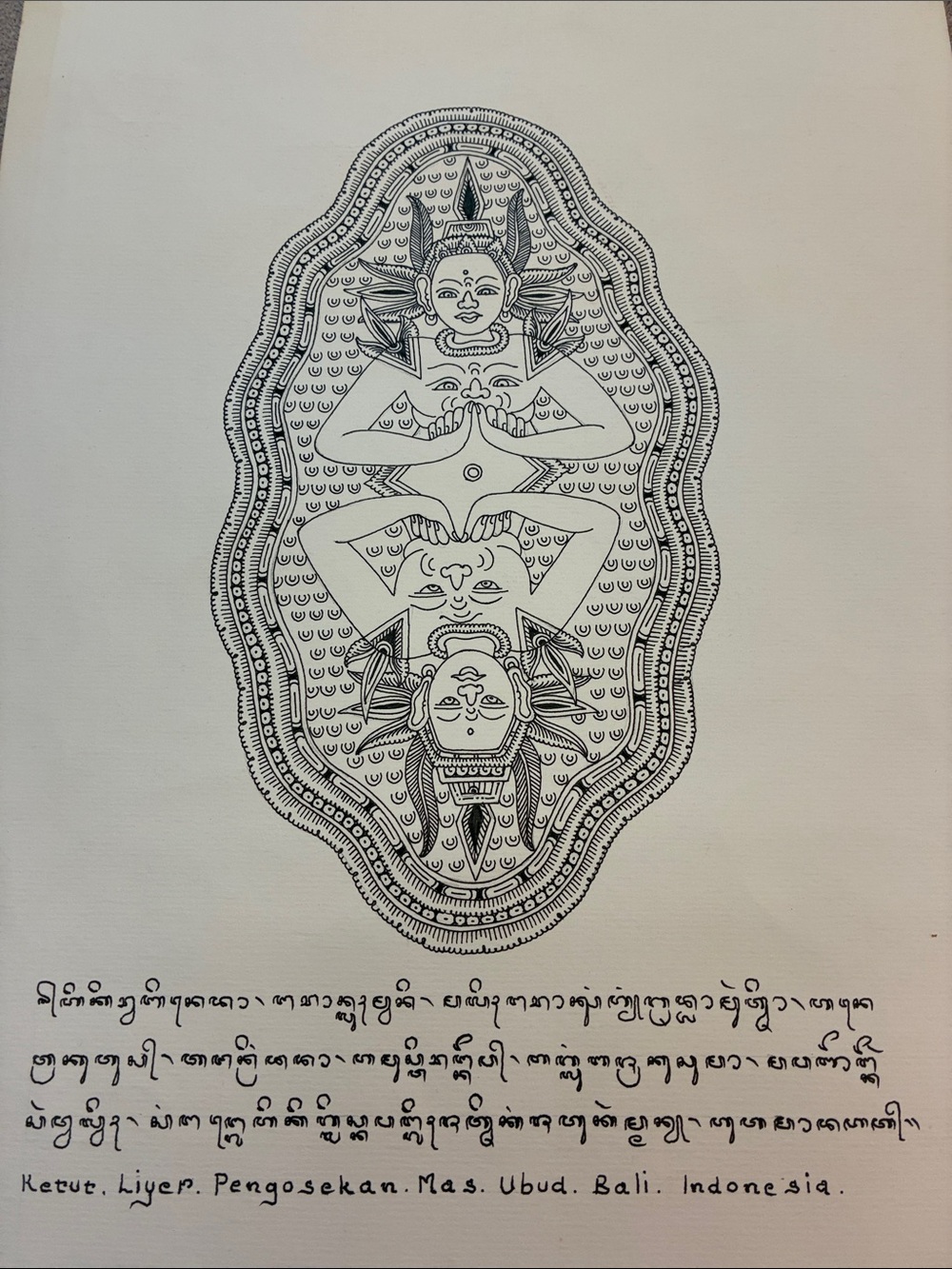Ubud,Bali  -Black Ink Mythical Line Art Print